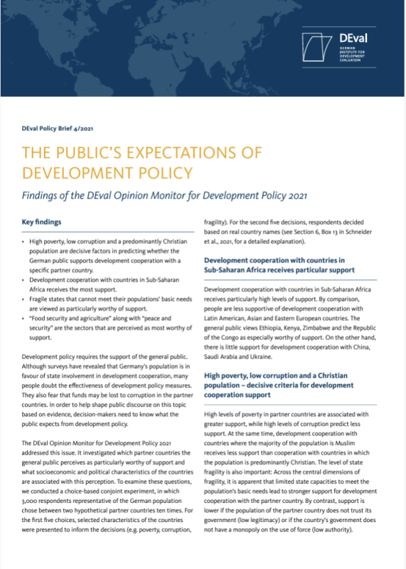 The german publics expectations of development policy in 2021