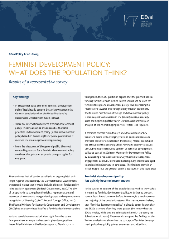 Feminist development policy what does the german population think